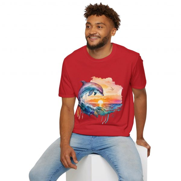 Dolphin Watercolour Design - Unisex Softstyle T-Shirt - Image 108