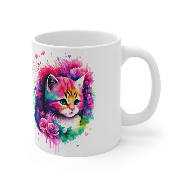 Watercolour Kitten - White Ceramic Mug, 11oz - Image 3