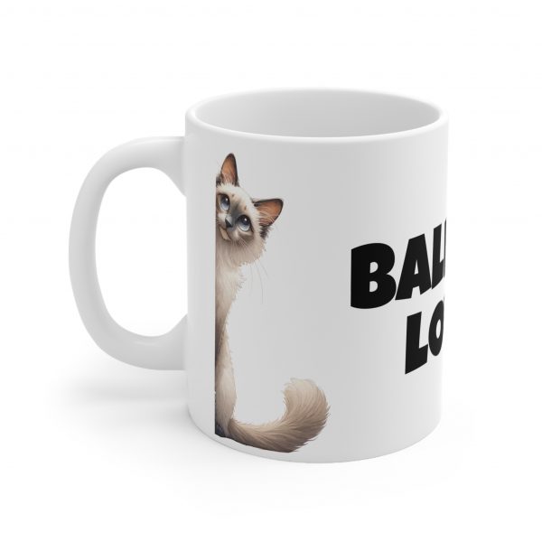 Balinese Cat Lover - White Ceramic Mug, 11oz - Image 3