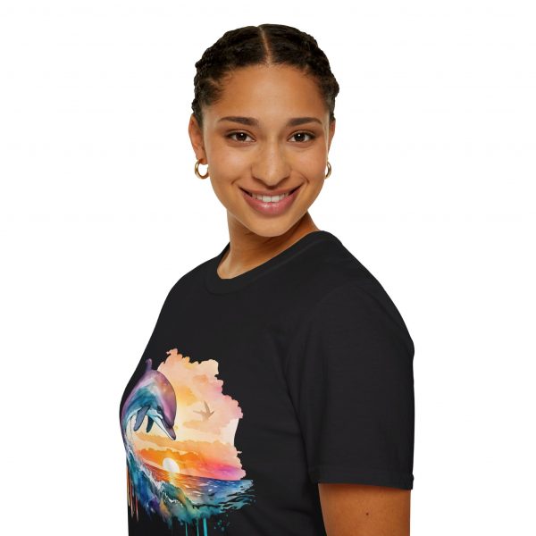 Dolphin Watercolour Design - Unisex Softstyle T-Shirt - Image 33