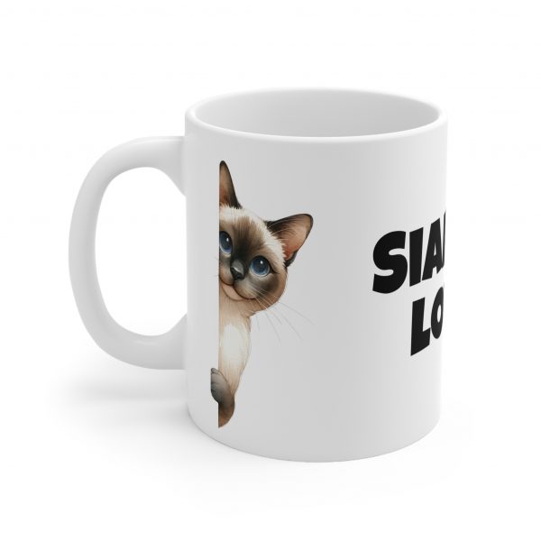 Siamese Cat Lover - White Ceramic Mug, 11oz - Image 3