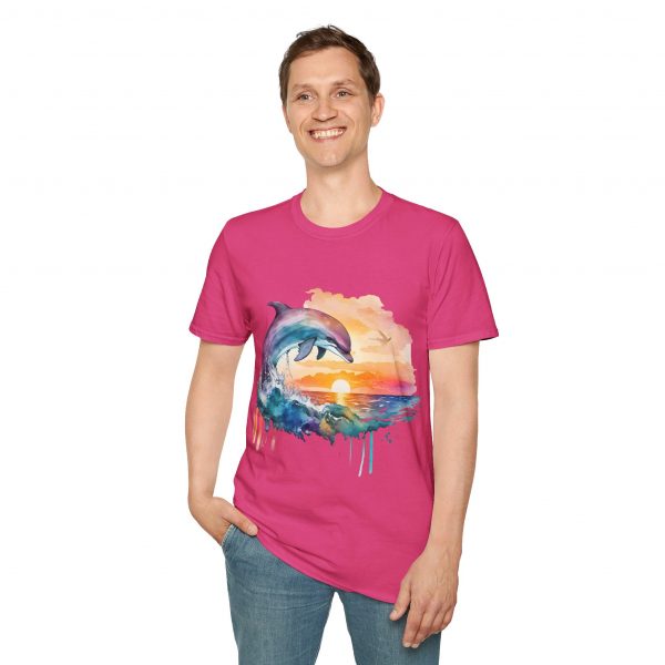 Dolphin Watercolour Design - Unisex Softstyle T-Shirt - Image 91
