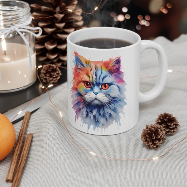 Watercolour Persian - White Ceramic Mug, 11oz - Image 3