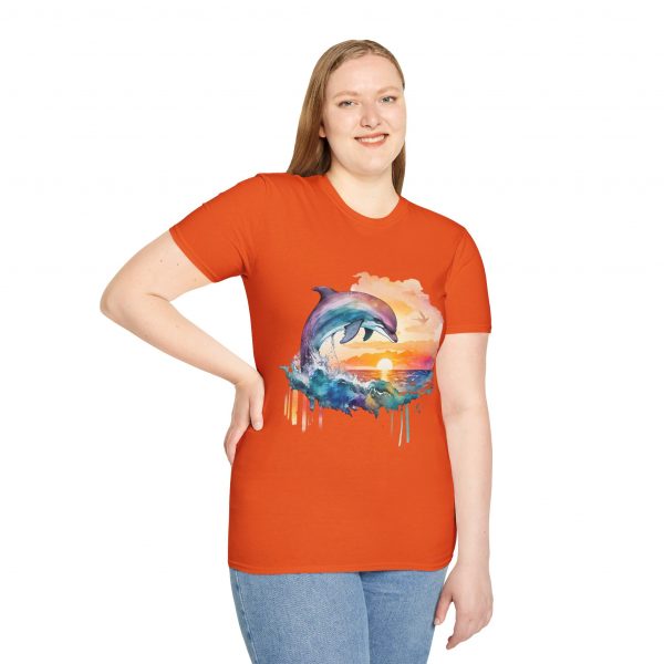 Dolphin Watercolour Design - Unisex Softstyle T-Shirt - Image 37