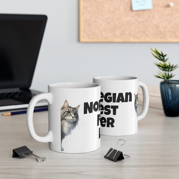 Norwegian Forest Cat Lover - White Ceramic Mug, 11oz - Image 5