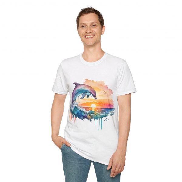 Dolphin Watercolour Design - Unisex Softstyle T-Shirt - Image 19