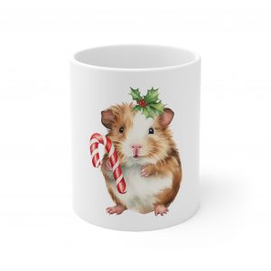 Christmas Guinea Pig - Candy Cane Version 1 - Ceramic Coffee Cups, 11oz, 15oz