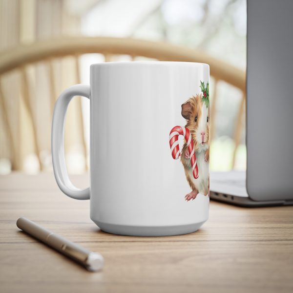 Christmas Guinea Pig - Candy Cane Version 1 - Ceramic Coffee Cups, 11oz, 15oz - Image 5