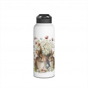 Rabbit Design Three - Stainless Steel Water Bottle, Standard Lid