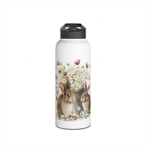 Rabbit Design Three - Stainless Steel Water Bottle, Standard Lid