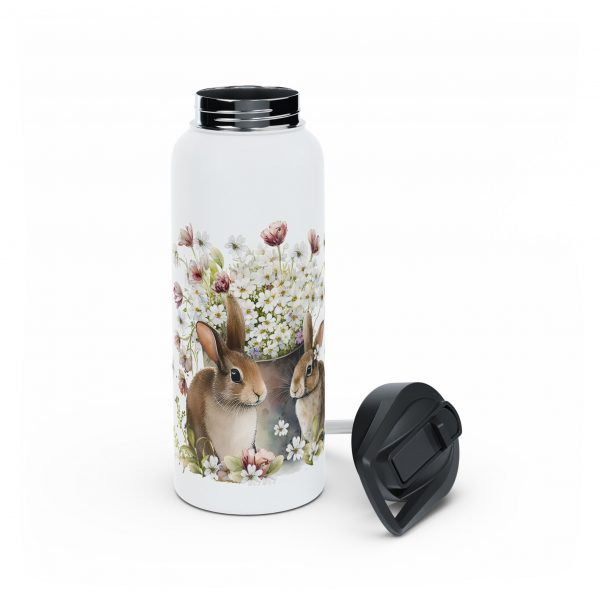 Rabbit Design Three - Stainless Steel Water Bottle, Standard Lid - Image 4