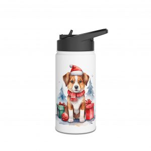 Christmas Dog Design 2 - Stainless Steel Water Bottle, Standard Lid