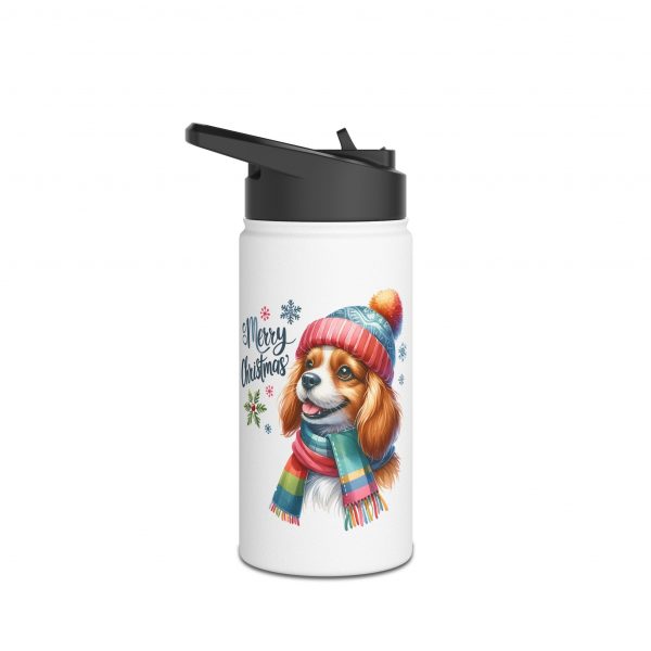 Christmas Dog Design 1 - Stainless Steel Water Bottle, Standard Lid - Image 4