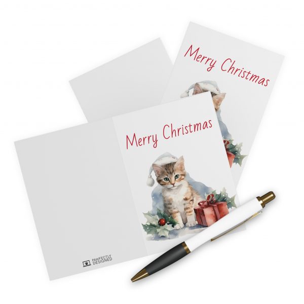 Christmas Kitten Greeting Cards (5 Pack) - Christmas Design 7 - Image 3