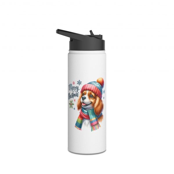 Christmas Dog Design 1 - Stainless Steel Water Bottle, Standard Lid - Image 7