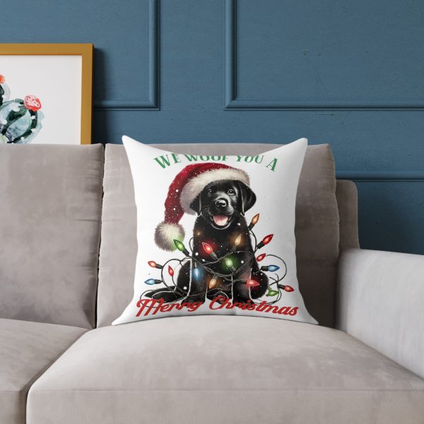 Christmas Labrador - Square Poly Canvas Pillow - Image 5