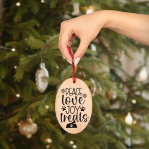 Peace, Love, Joy, Treats - Wooden Ornaments