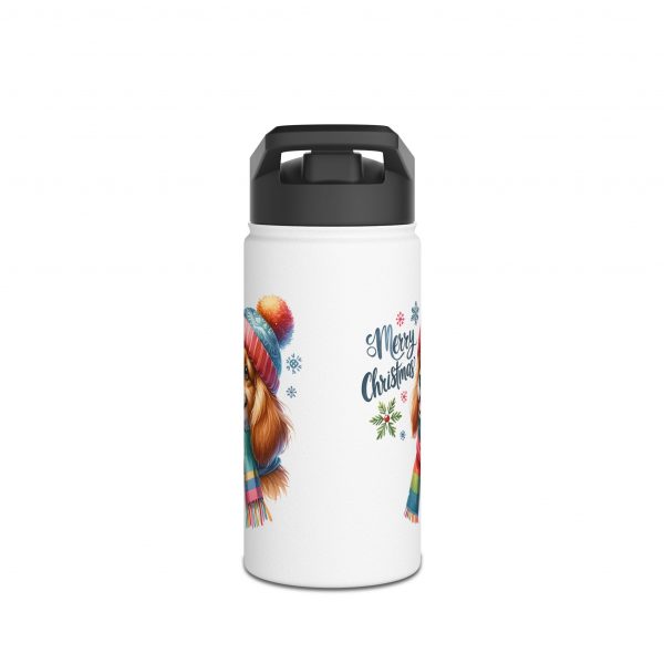 Christmas Dog Design 1 - Stainless Steel Water Bottle, Standard Lid - Image 3