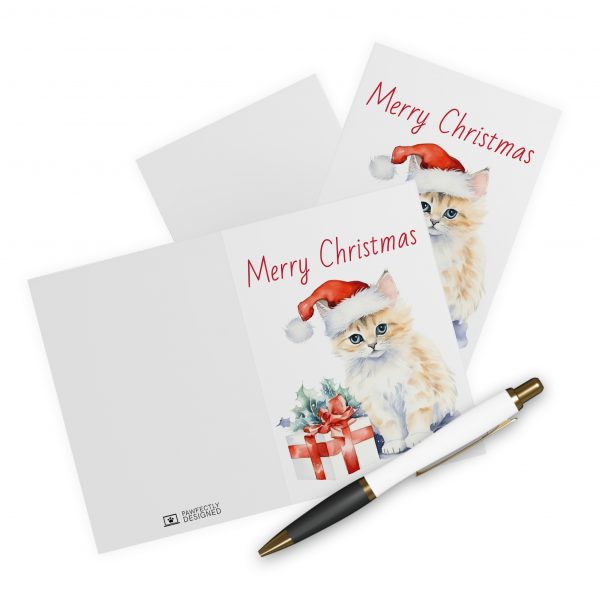 Christmas Kitten Greeting Cards (5 Pack) - Christmas Design 11 - Image 3