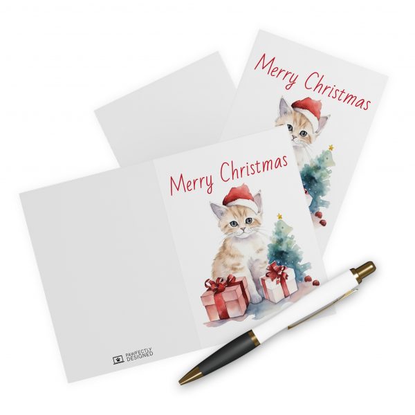 Christmas Kitten Greeting Cards (5 Pack) - Christmas Design 8 - Image 3