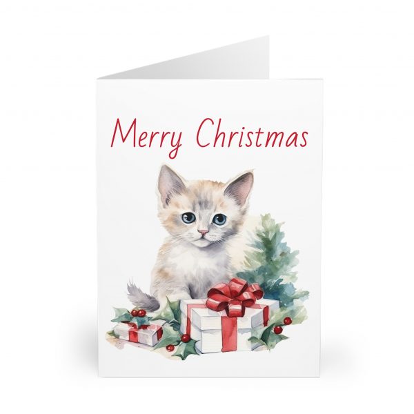 Christmas Kitten Greeting Cards (5 Pack) - Christmas Design 12