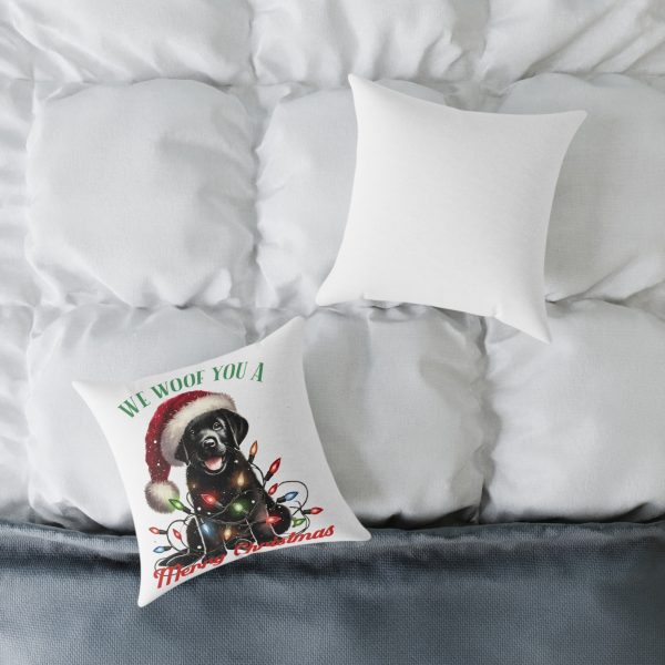 Christmas Labrador - Square Poly Canvas Pillow - Image 3
