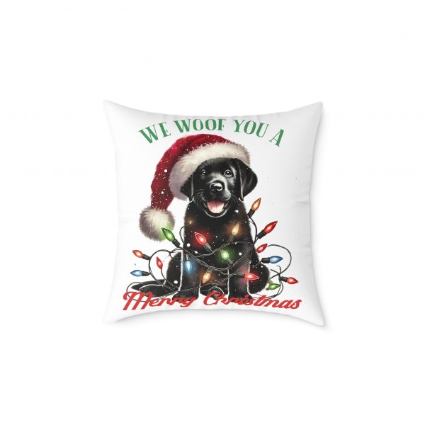 Christmas Labrador - Square Poly Canvas Pillow - Image 6