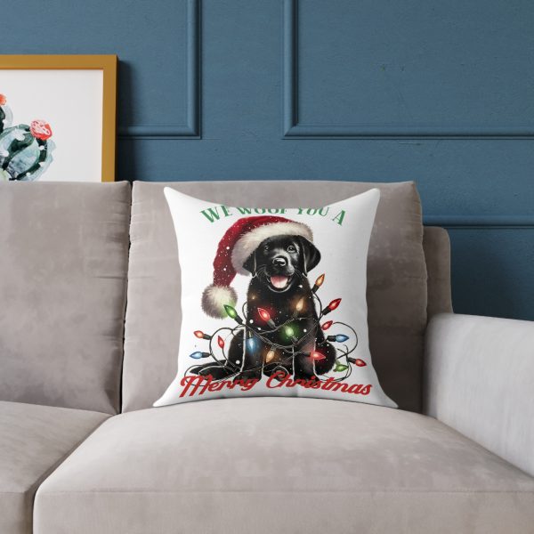 Christmas Labrador - Square Poly Canvas Pillow - Image 2