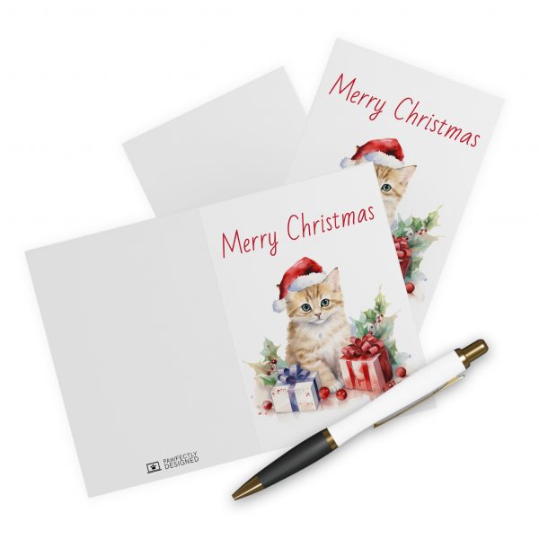 Christmas Kitten Greeting Cards (5 Pack) - Christmas Design 9 - Image 3