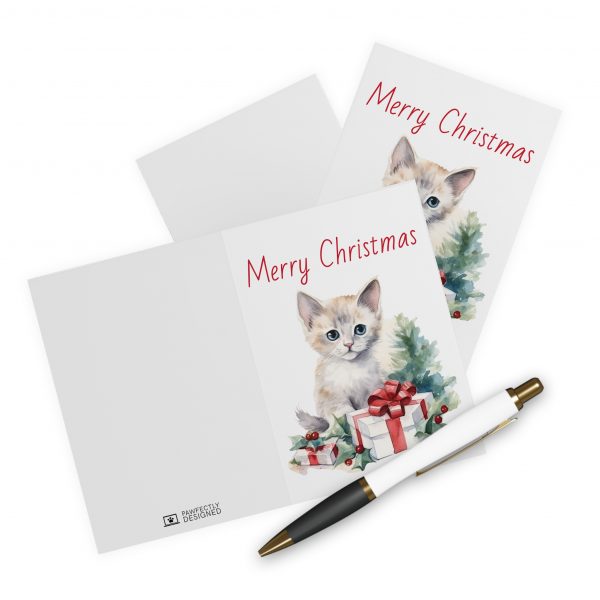 Christmas Kitten Greeting Cards (5 Pack) - Christmas Design 12 - Image 3