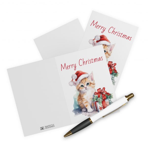 Christmas Kitten Greeting Cards (5 Pack) - Christmas Design 10 - Image 3