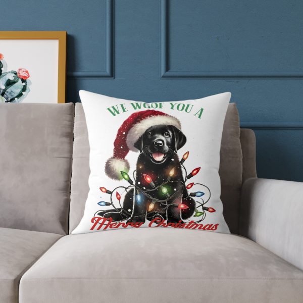 Christmas Labrador - Square Poly Canvas Pillow - Image 7