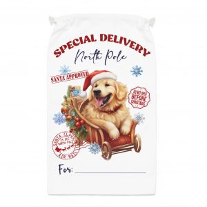 Festive Gift Sack, Christmas Gift Bag, North Pole Delivery, Santa Approved Sack, Holiday Treat Bag, Dog Lover Christmas Sack