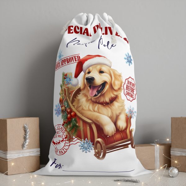 Festive Gift Sack, Christmas Gift Bag, North Pole Delivery, Santa Approved Sack, Holiday Treat Bag, Dog Lover Christmas Sack - Image 2