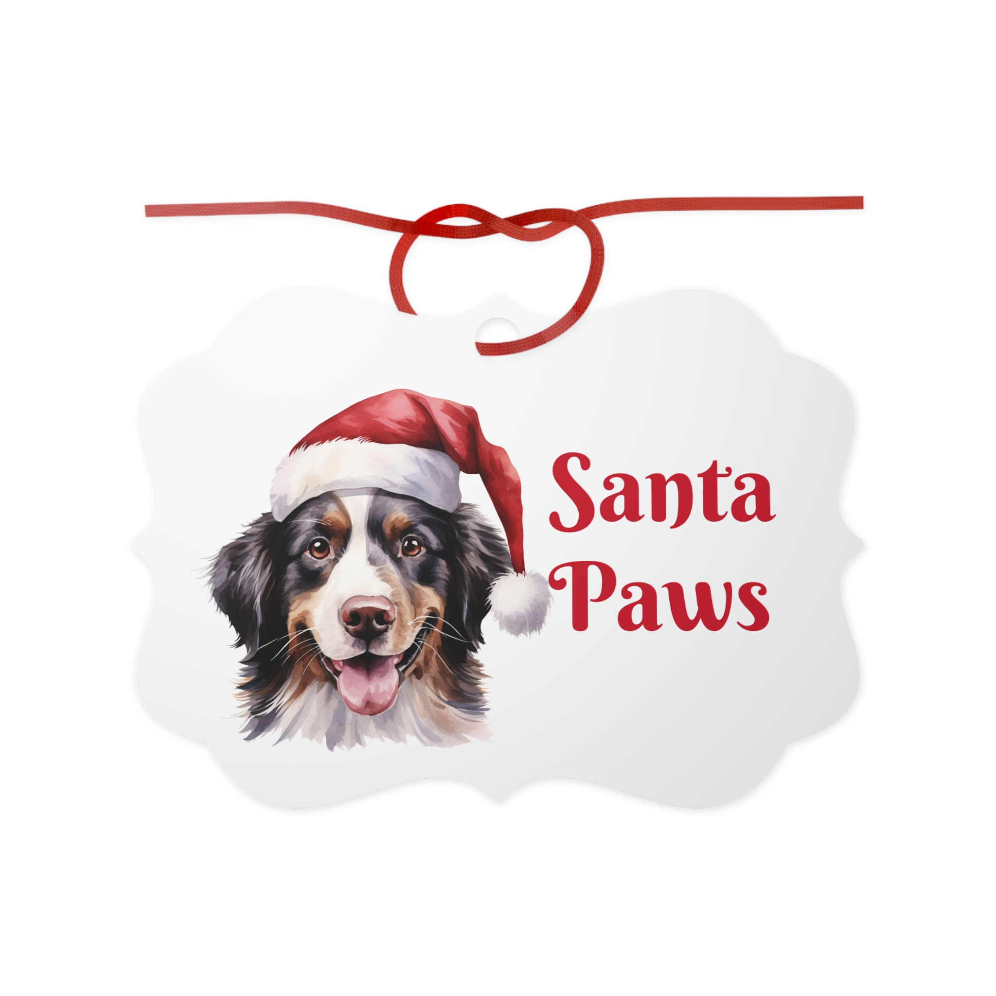 Christmas Pet Aluminum Ornament - Santa Paws Design