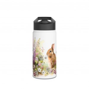 Rabbit Design Six - Stainless Steel Water Bottle, Standard Lid