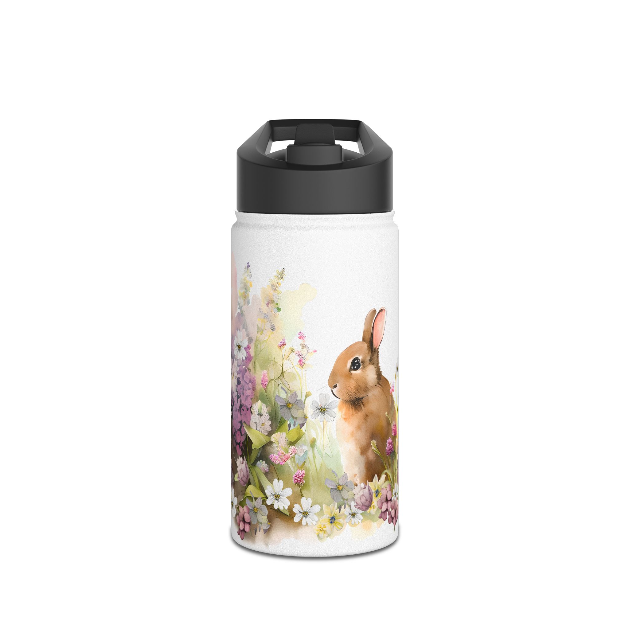 Rabbit Design Six - Stainless Steel Water Bottle, Standard Lid
