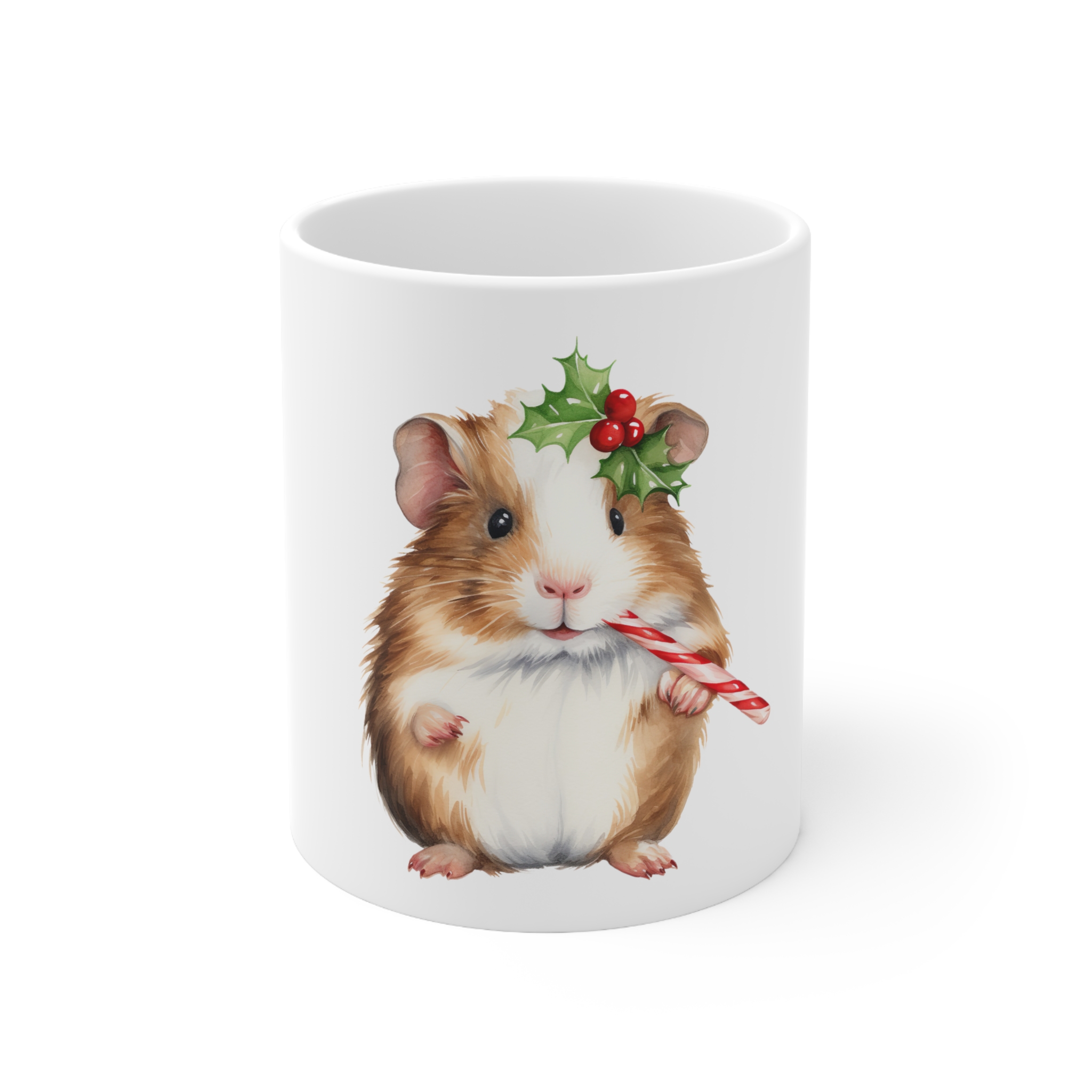 Christmas Guinea Pig - Candy Cane Version 2 - Ceramic Coffee Cups, 11oz, 15oz
