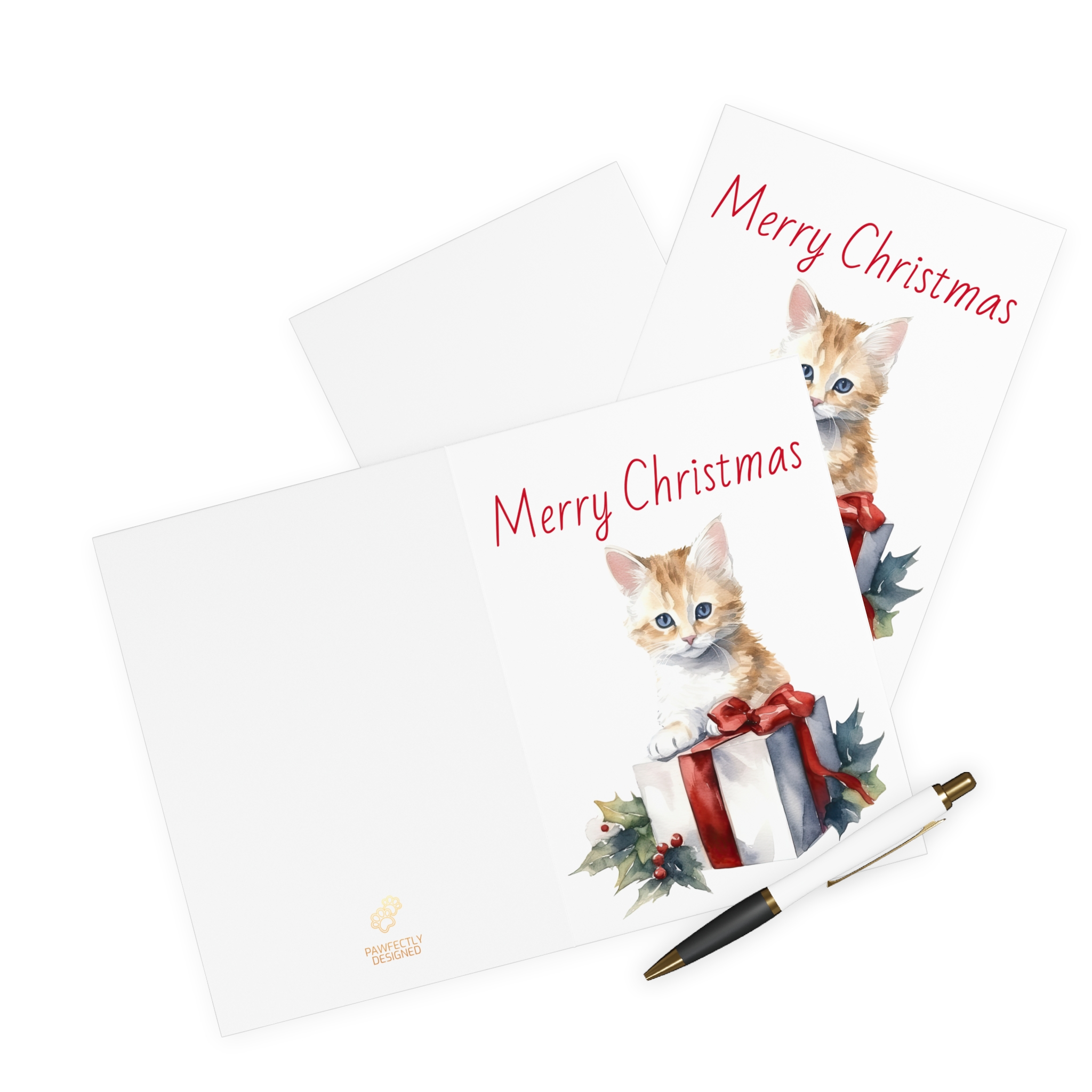 Christmas Kitten Greeting Cards (5 Pack) - Christmas Design 6 - Image 3