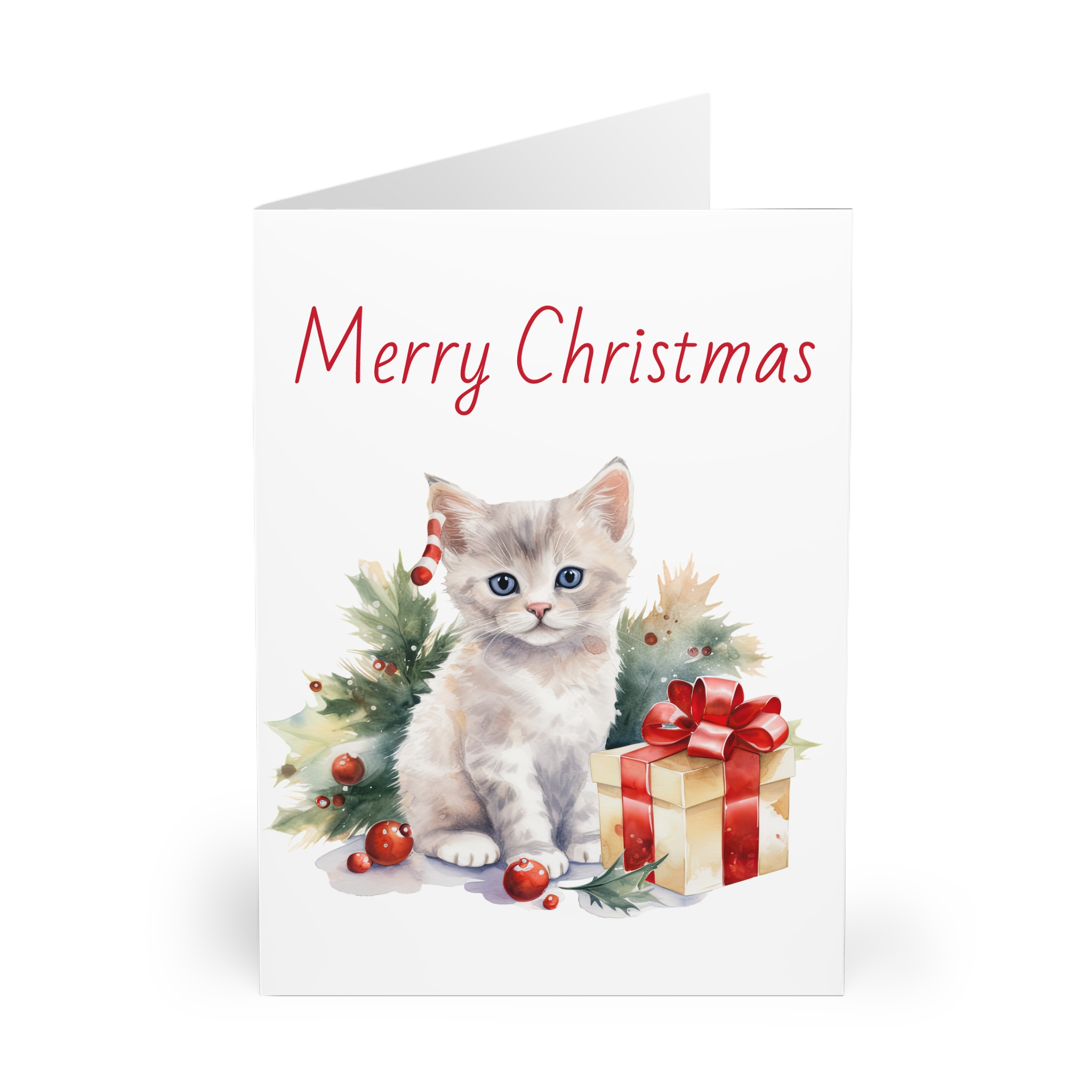 Christmas Kitten Greeting Cards (5 Pack) - Christmas Design 5