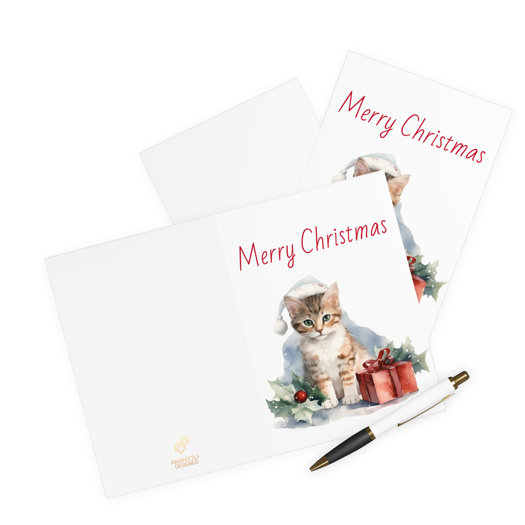 Christmas Kitten Greeting Cards (5 Pack) - Christmas Design 7 - Image 3