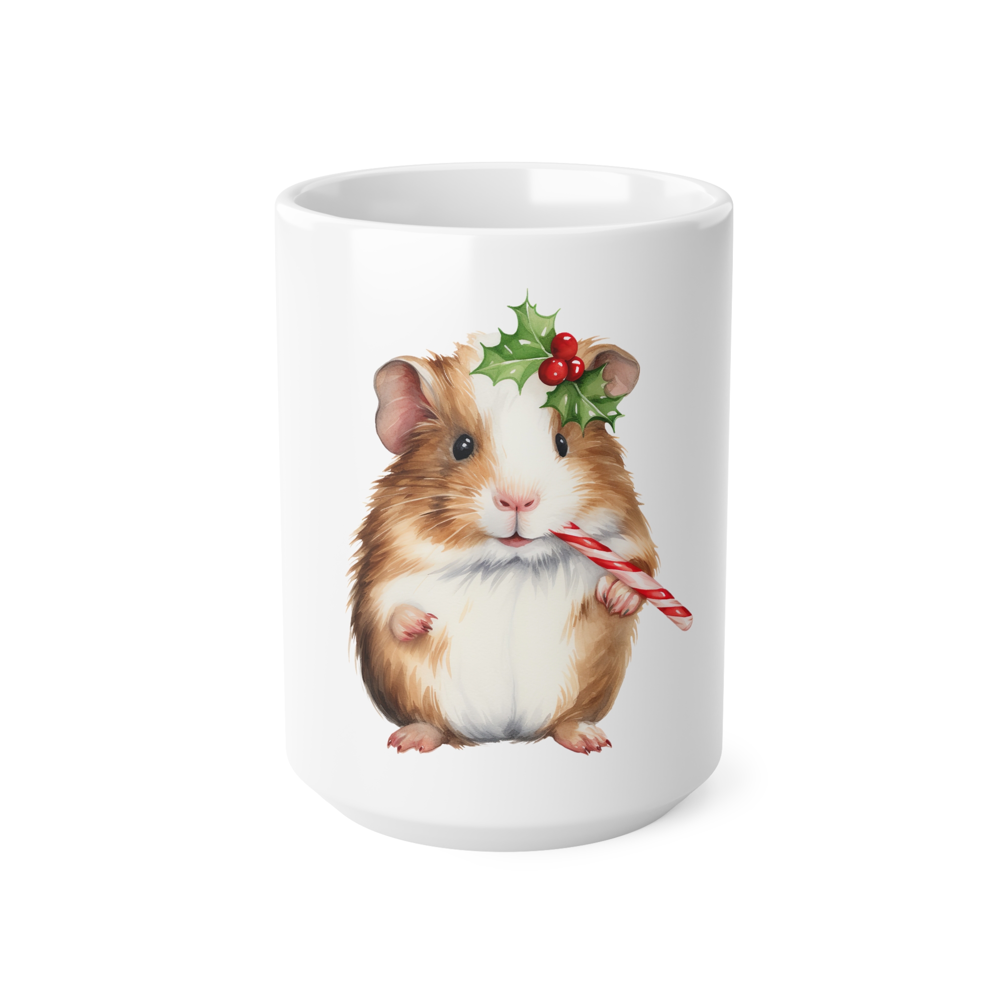 Christmas Guinea Pig - Candy Cane Version 2 - Ceramic Coffee Cups, 11oz, 15oz - Image 5