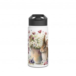 Rabbit Design Five - Stainless Steel Water Bottle, Standard Lid