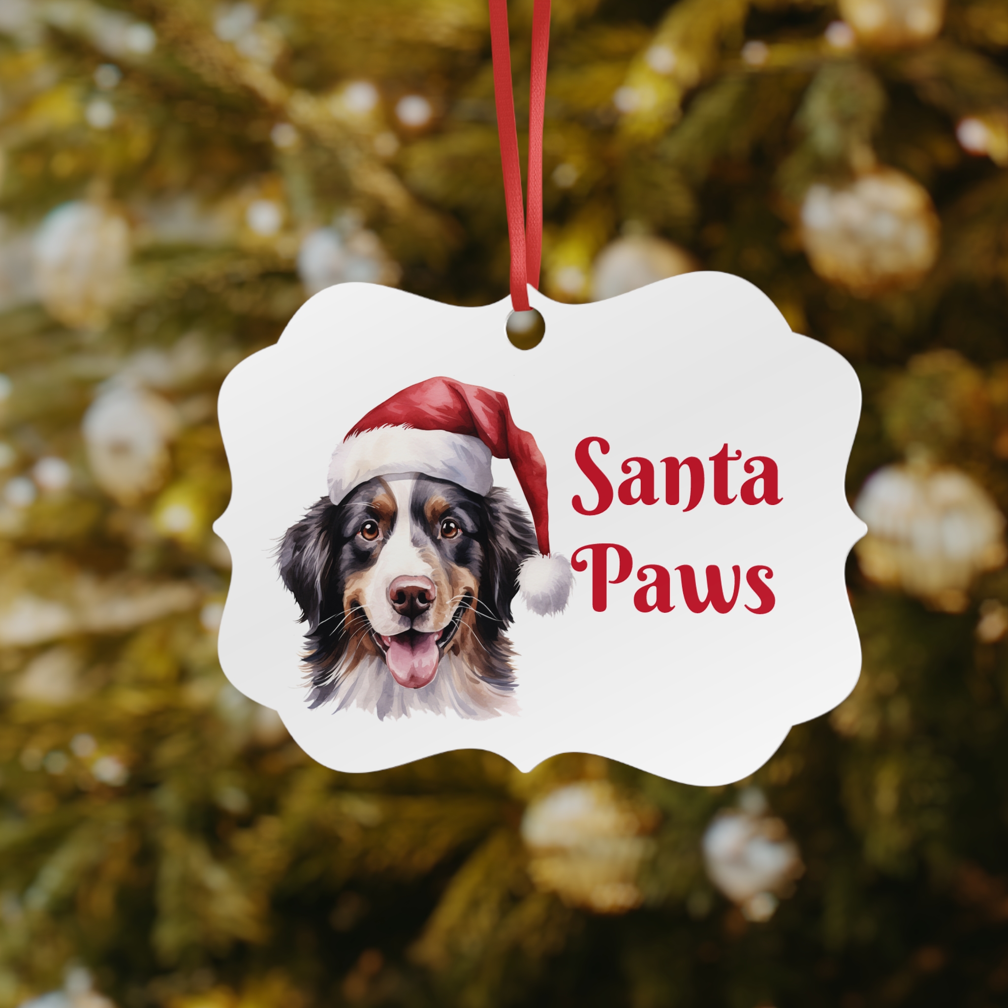 Christmas Pet Aluminum Ornament - Santa Paws Design - Image 3