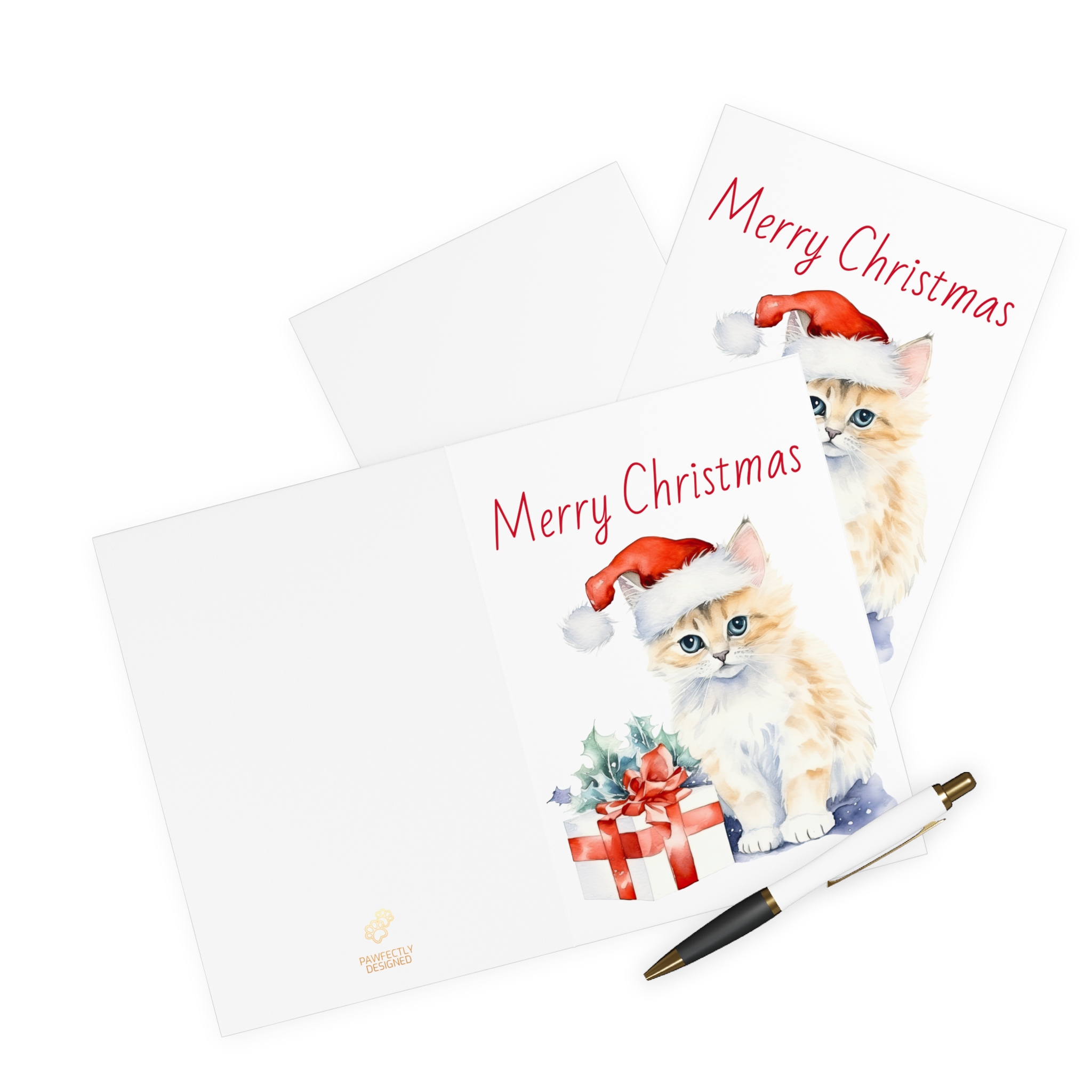 Christmas Kitten Greeting Cards (5 Pack) - Christmas Design 11 - Image 3