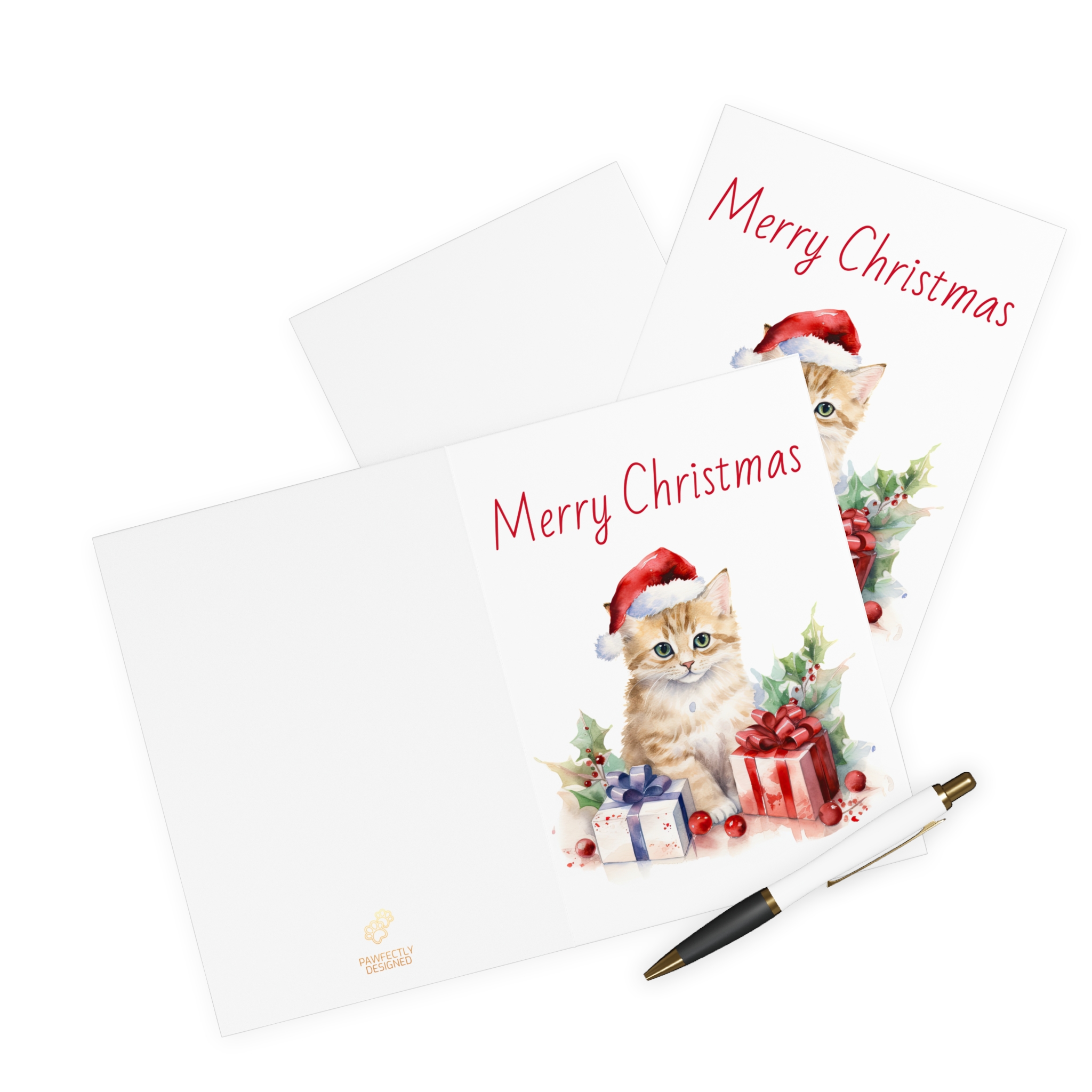 Christmas Kitten Greeting Cards (5 Pack) - Christmas Design 9 - Image 3